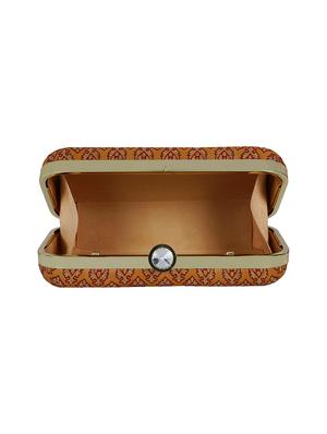 orange faux silk box clutch - 16939279 - Standard Image - 3