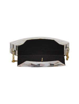 white metal box clutch - 16939311 - Standard Image - 3