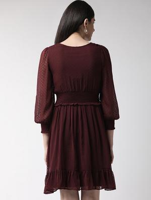 smocked waist dobby flared dress - 16940195 - Standard Image - 3