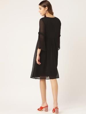 bell sleeves dobby a-line dress - 16940204 - Standard Image - 3