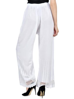 white rayon flared palazzo - 16943655 - Standard Image - 3