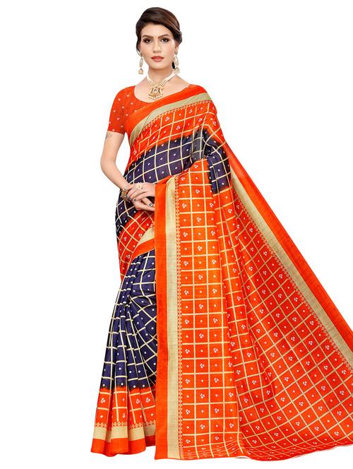 checkered mysore silk saree with blouse - 16947254 - Very Small Image - 1