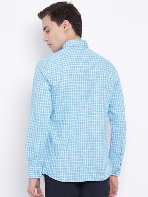 light blue checkered casual shirt - 16947594 - Standard Image - 3