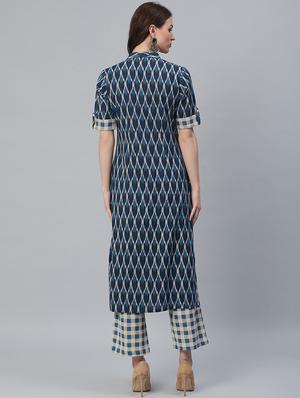 ikat kurta palazzo set - 16949412 - Standard Image - 3