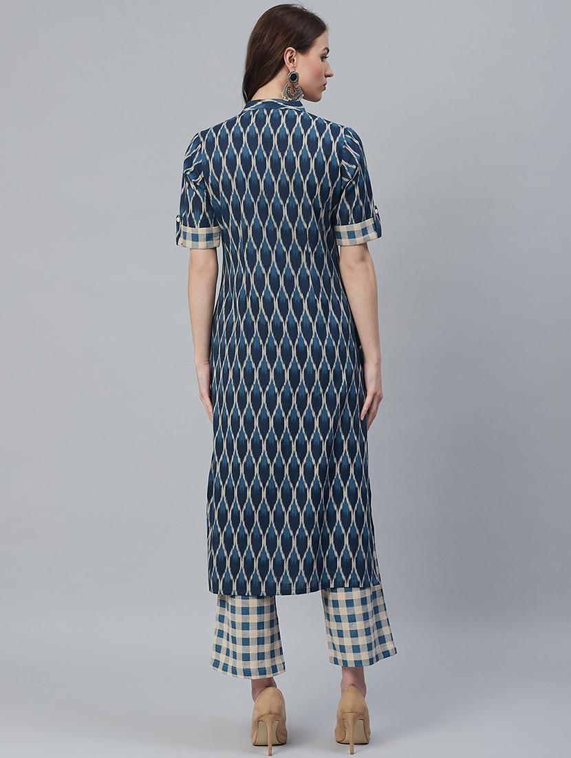 ikat kurta palazzo set - 16949412 - Zoom Image - 3