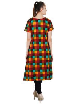 checkered a-line kurta - 16950200 - Standard Image - 3