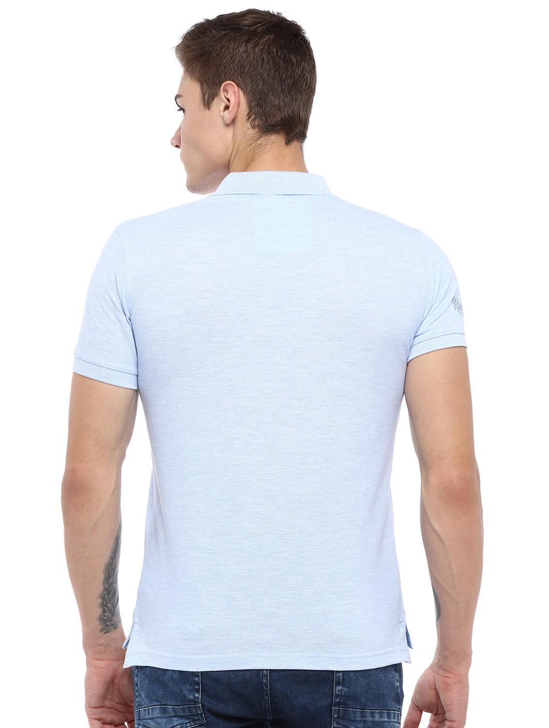 light blue solid polo t-shirt - 16950217 - Zoom Image - 3
