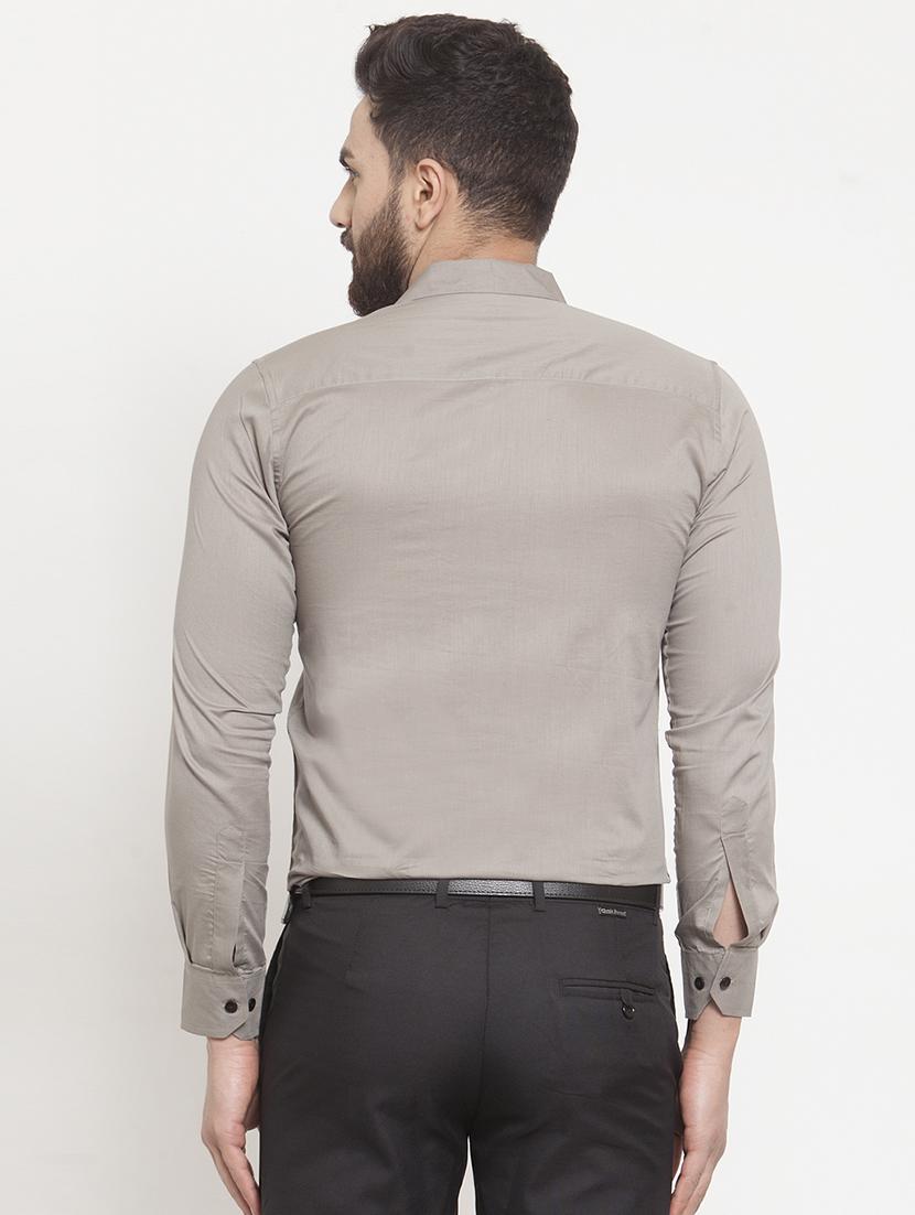 grey solid casual shirt - 16950567 - Zoom Image - 3