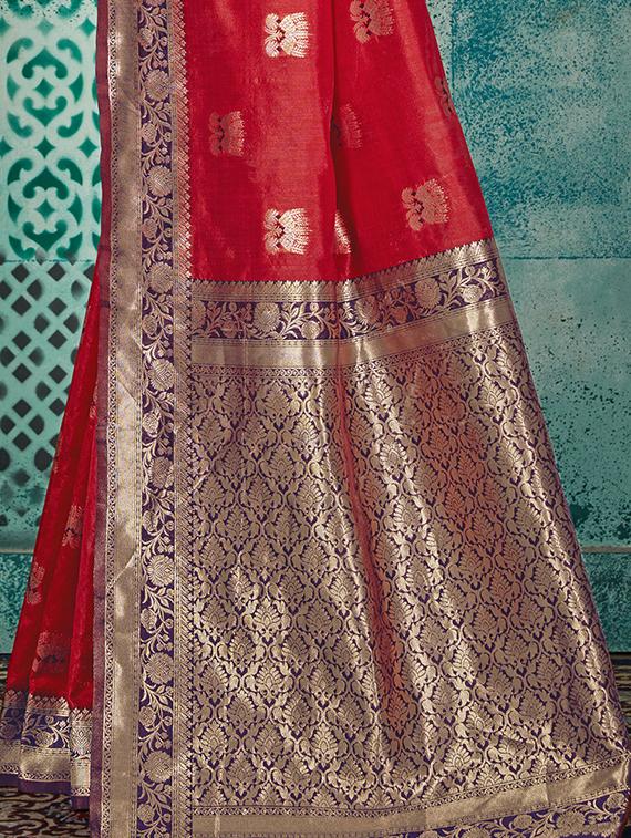 bordered banarasi saree with blouse - 16950891 - Zoom Image - 3