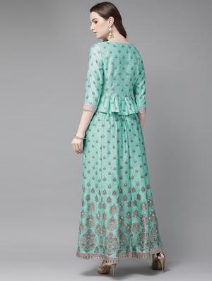 foil print panelled lehenga - 16953119 - Standard Image - 3