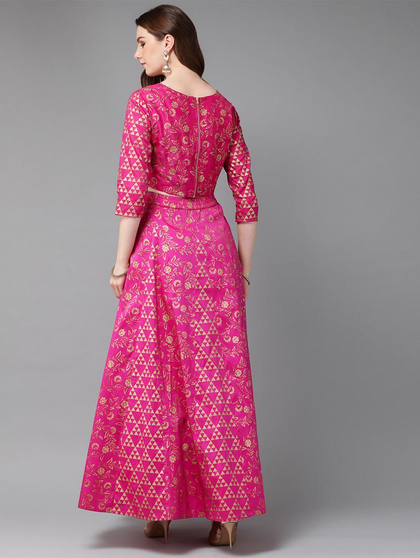 foil print panelled lehenga - 16953120 - Zoom Image - 3