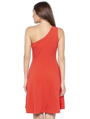 single shoulder solid skater dress - 16954123 - Standard Image - 3