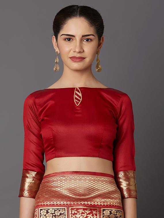 half & half banarasi saree with blouse - 16954399 - Zoom Image - 3