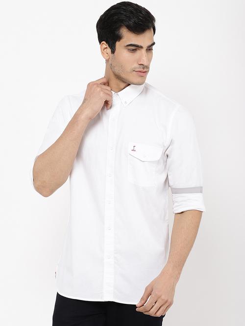 white solid casual shirt - 16954768 - Very Small Image - 1