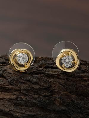 gold brass studs earring - 16955344 - Standard Image - 3