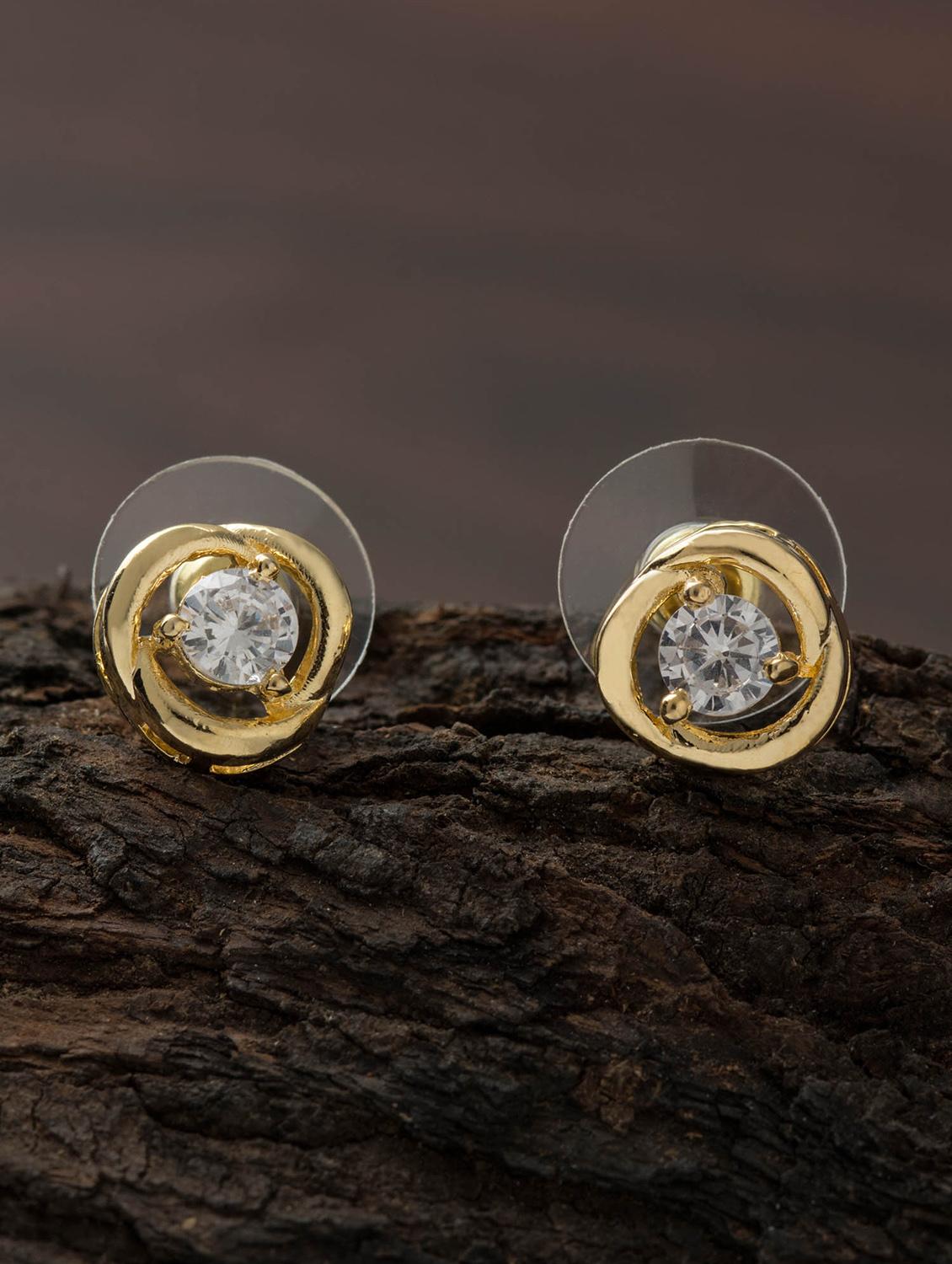 gold brass studs earring - 16955344 - Zoom Image - 3