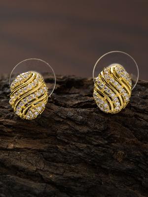 gold brass studs earring - 16955361 - Standard Image - 3
