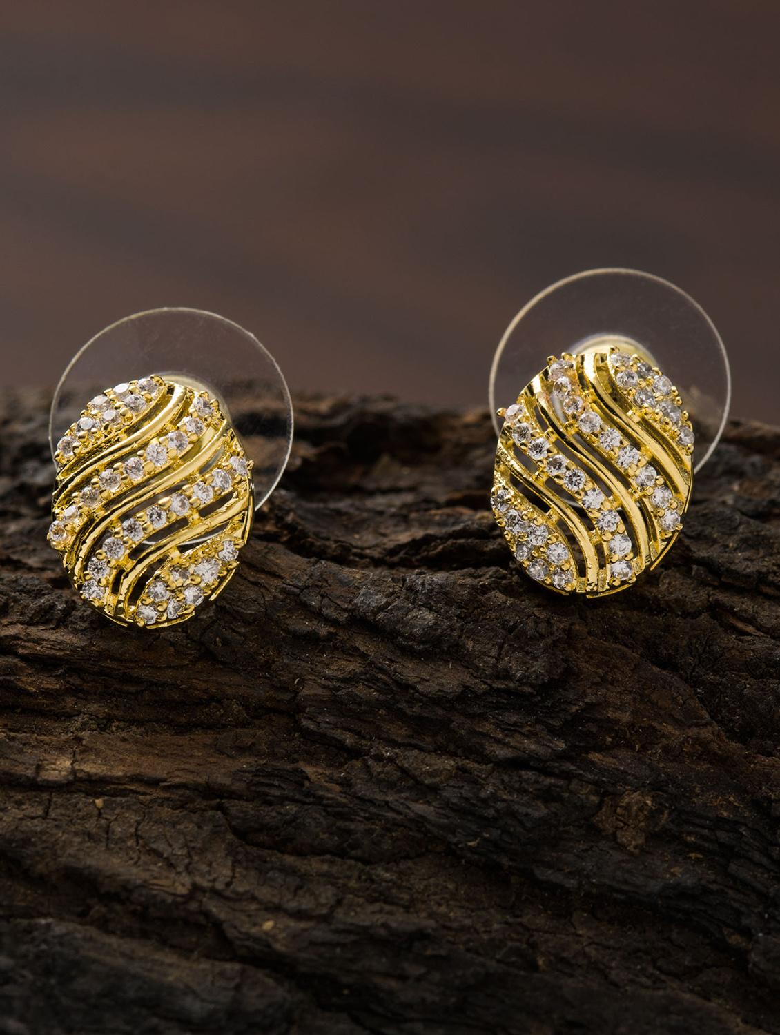 gold brass studs earring - 16955361 - Zoom Image - 3