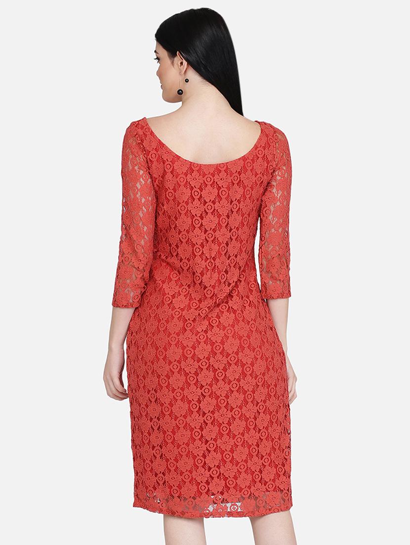 round neck laced sheath dress - 16958246 - Zoom Image - 3