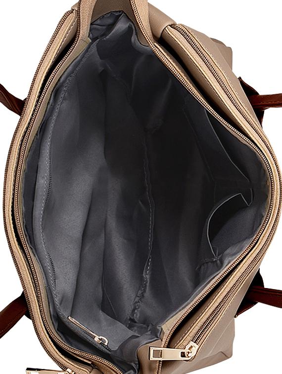 beige leatherette (pu) regular handbag - 16961518 - Zoom Image - 3