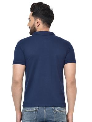 navy blue solid polo t-shirt - 16968266 - Standard Image - 3