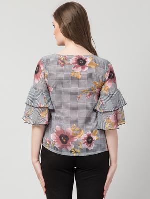 boat neck checkered top - 16969861 - Standard Image - 3