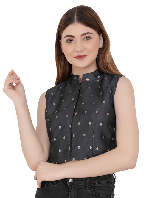 mandarin neck embroidered top - 16969879 - Very Small Image - 1