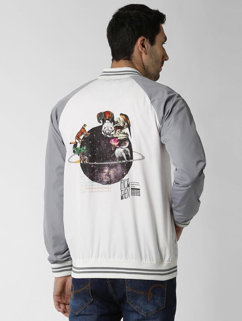 white color block bomber jacket - 16970030 - Zoom Image - 3