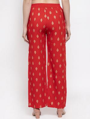 red viscose straight palazzo - 16970339 - Standard Image - 3