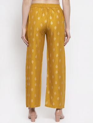 yellow viscose straight palazzo - 16970341 - Standard Image - 3