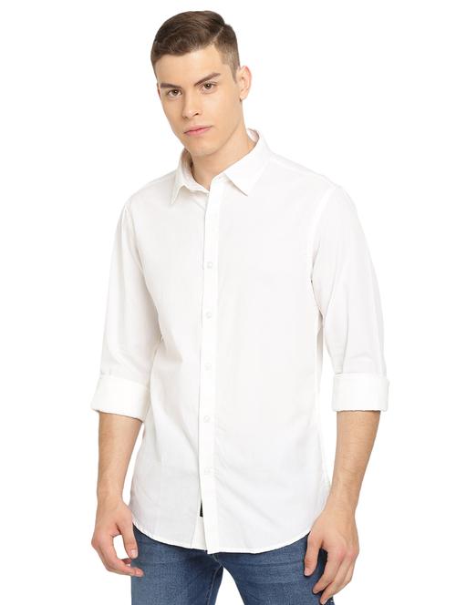 white solid casual shirt - 16970512 - Standard Image - 1