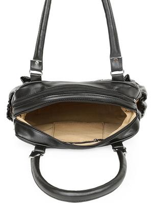 black leatherette (pu) regular handbag - 16970955 - Standard Image - 3