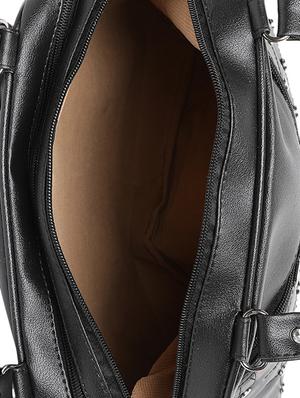black leatherette (pu) handbag - 16970972 - Standard Image - 3