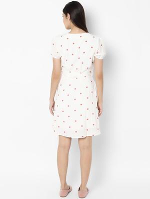 tie front polka dot a-line dress - 16971537 - Standard Image - 3