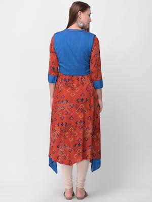 printed asymmetric layered kurta - 16972046 - Standard Image - 3