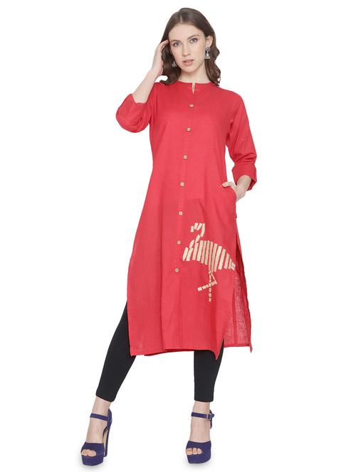 embroidered straight kurta - 16972379 - Standard Image - 1