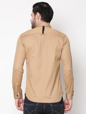 beige taped casual shirt - 16973582 - Standard Image - 3