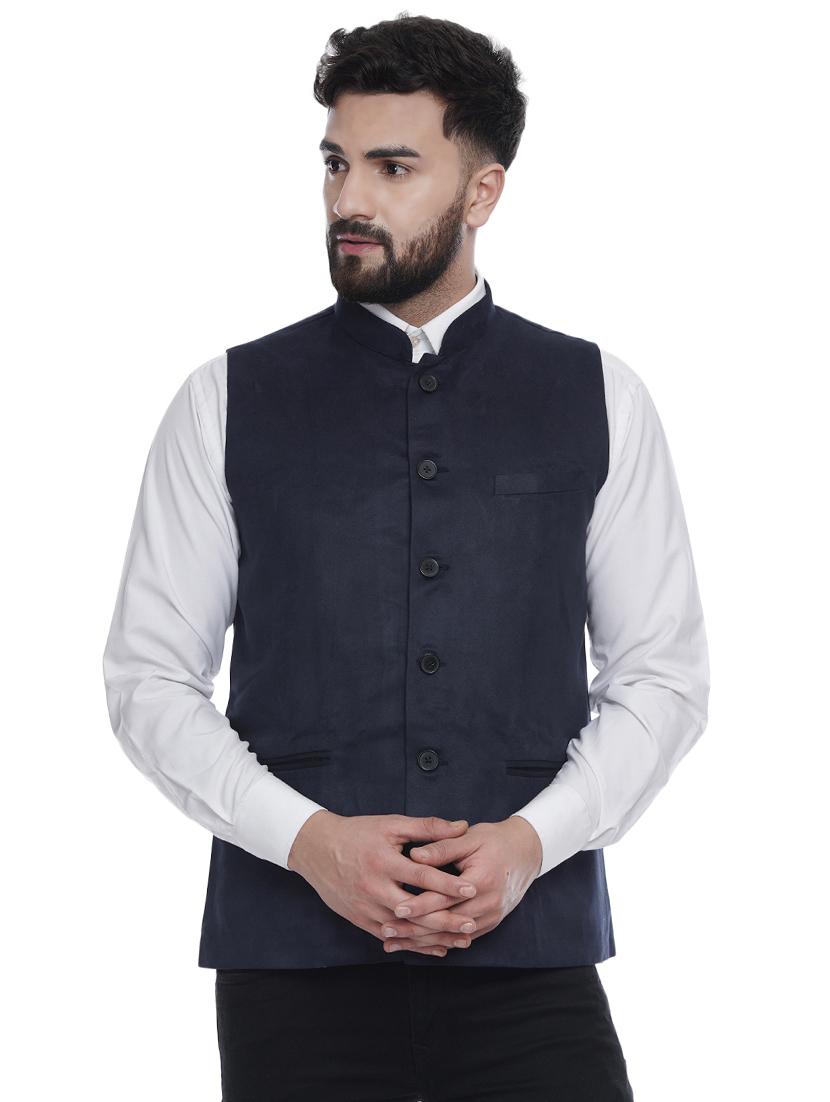 blue velvet nehru jacket