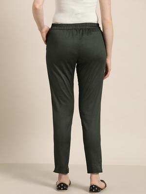 green cotton flat front trousers - 16974932 - Standard Image - 3