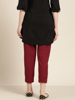 red cotton straight tapered pant - 16974933 - Standard Image - 3
