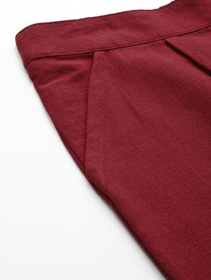 red cotton straight tapered pant - 16974933 - Standard Image - 6