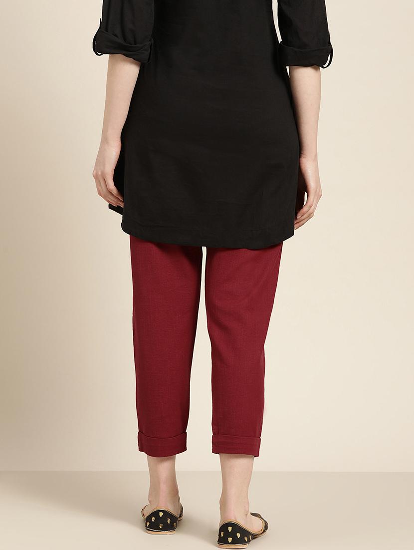 red cotton straight tapered pant - 16974933 - Zoom Image - 3