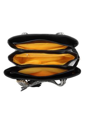 black leatherette (pu) regular handbag - 16975259 - Standard Image - 3