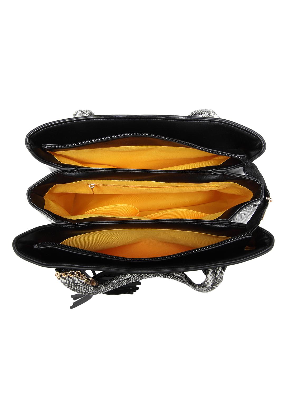 black leatherette (pu) regular handbag - 16975259 - Zoom Image - 3