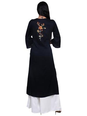 bell sleeves solid straight kurta - 16976358 - Standard Image - 3
