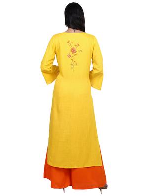 bell sleeves solid straight kurta - 16976359 - Standard Image - 3