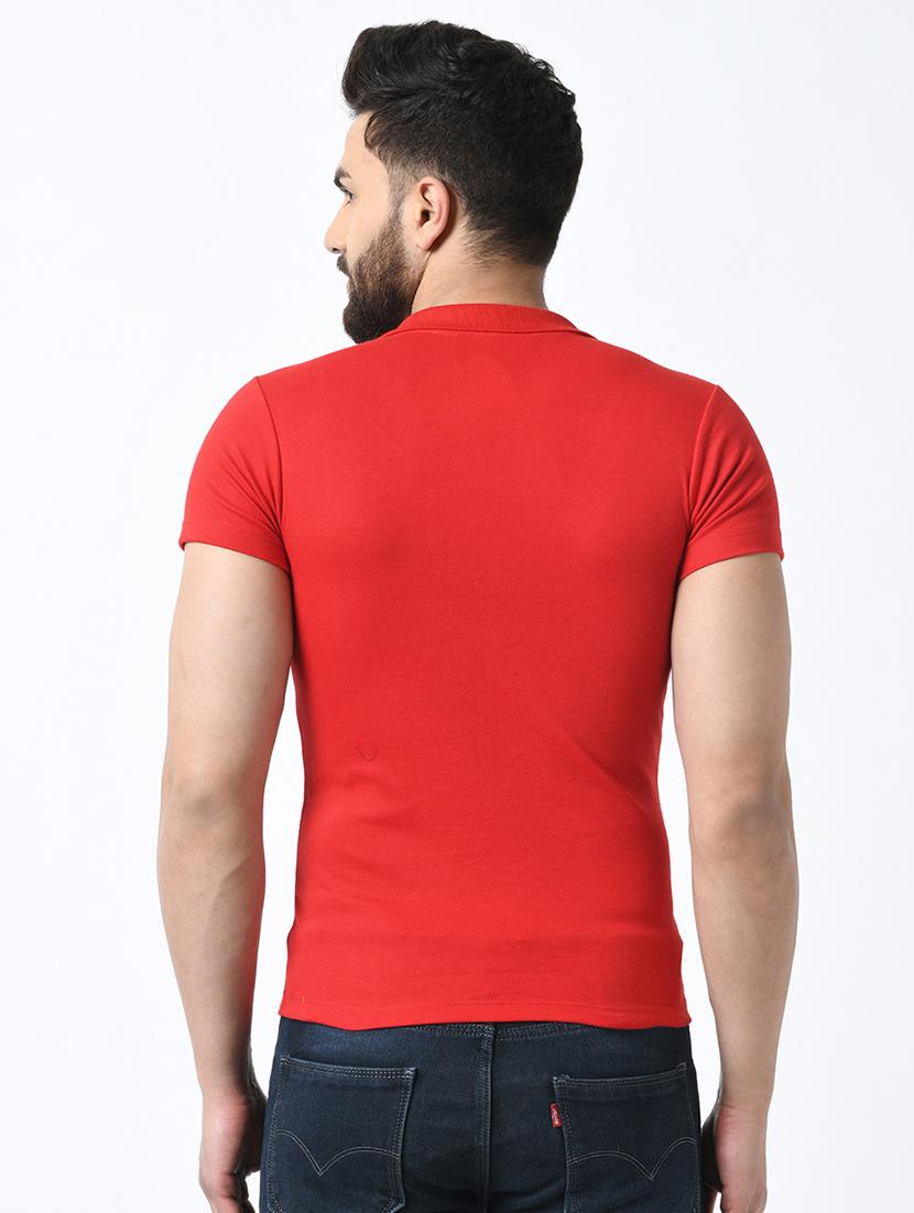 red printed collared t-shirt - 16976885 - Zoom Image - 3