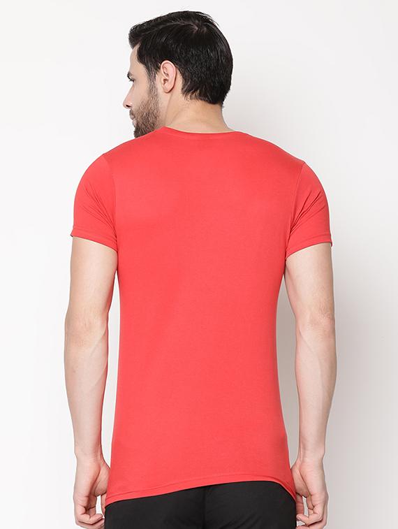 red typographic chest print t-shirt - 16976927 - Zoom Image - 3