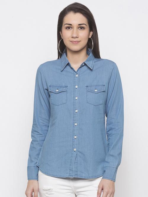 long sleeved denim shirt - 16978916 - Standard Image - 1