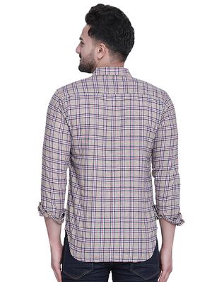 beige checkered casual shirt - 16979333 - Standard Image - 3